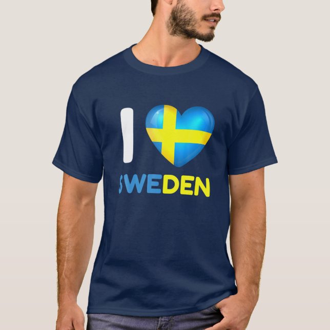 I Love Sweden I Heart Swedish Sweden Family Travel T-Shirt (Front)