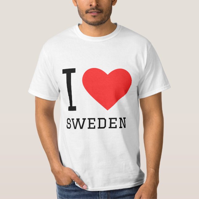 I love sweden square sticker T-Shirt (Front)