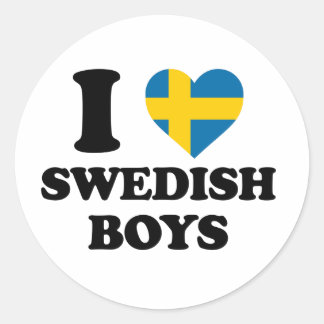 I Love Swedish Boys Sweden Flag Heart Classic Round Sticker