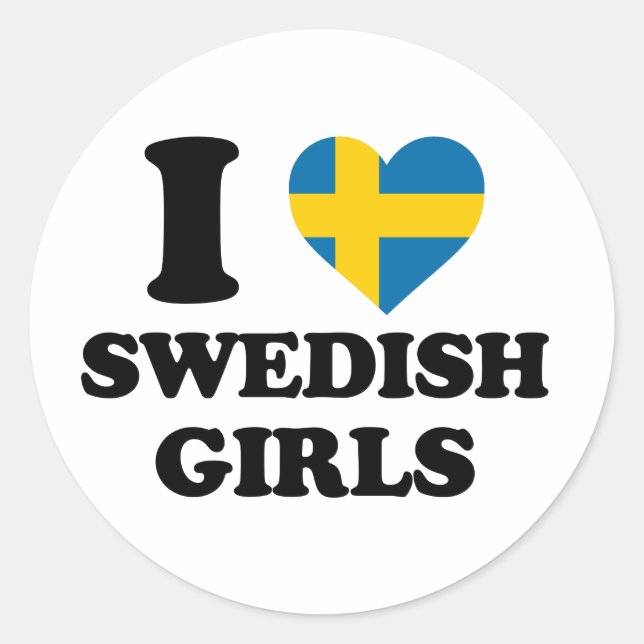 I love Swedish Girls Classic Round Sticker (Front)