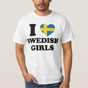 I Love Swedish Girls Heart Flag T-Shirt