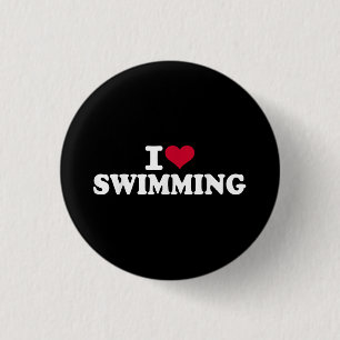 I love swimming 3 cm round badge
