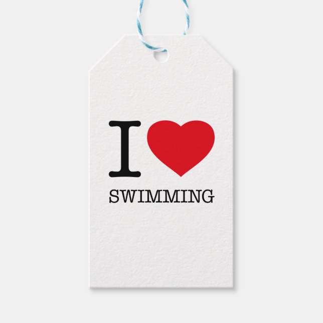I LOVE SWIMMING GIFT TAGS (Front)