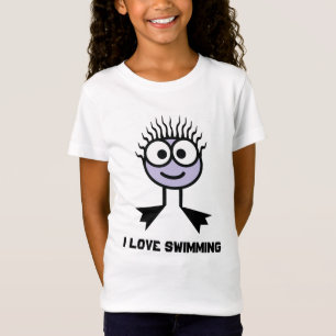 I Love Swimming - Lilac Swim Character T-Shirt