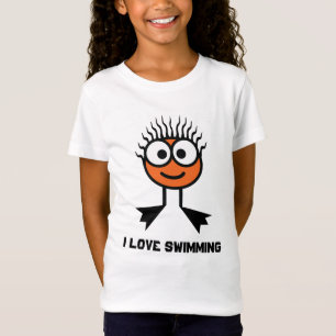 I Love Swimming - Orange Swim Character T-Shirt