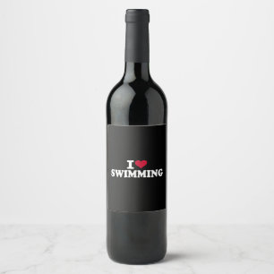 I love swimming wine label