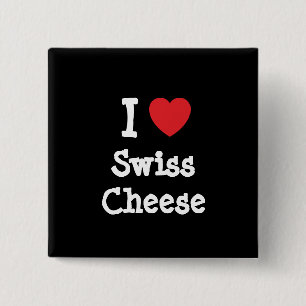 I love Swiss Cheese heart T-Shirt 15 Cm Square Badge