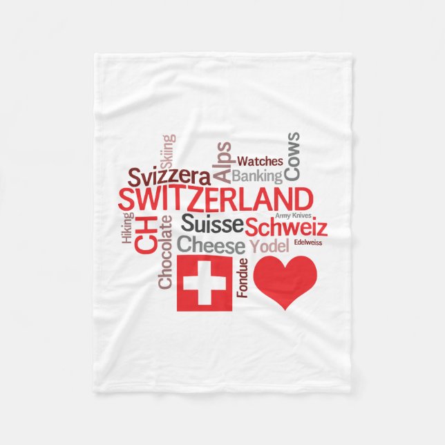 I Love Switzerland - Favourite Swiss Things Fleece Blanket (Front)