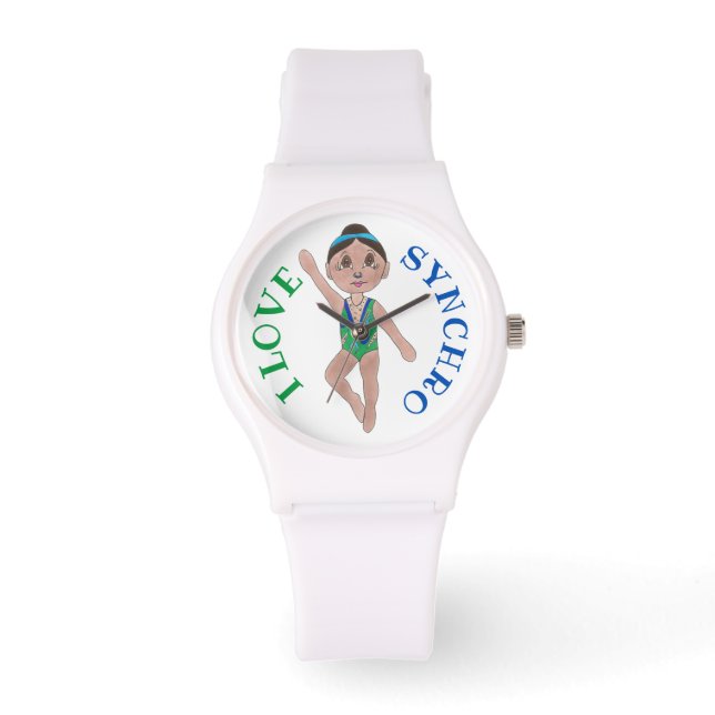 I Love Synchro Synchronised Swimmer Swim Team Girl Watch (Front)