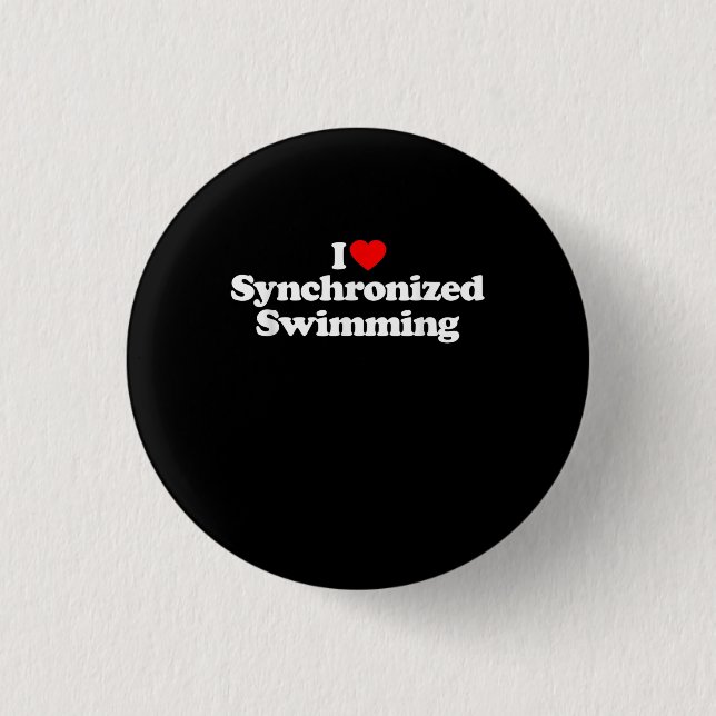 I Love Synchronised Swimming Heart Souvenir Funny 3 Cm Round Badge (Front)
