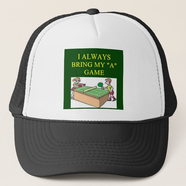 i love table  tennis player trucker hat (Front)
