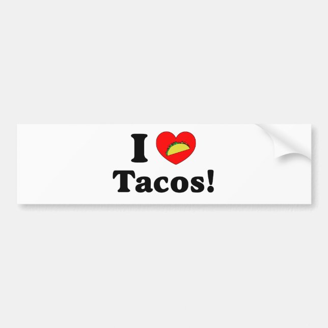 I Love Tacos Bumper Sticker (Front)