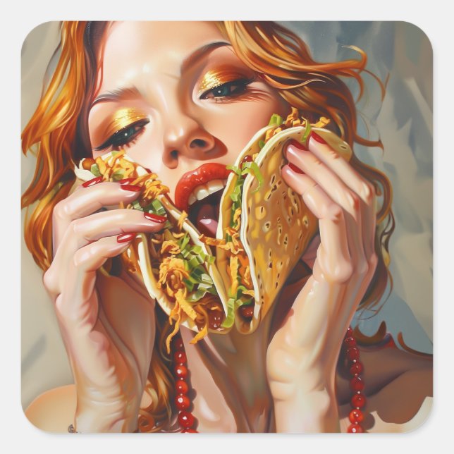 I Love Tacos Square Sticker (Front)