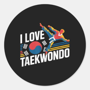 I Love Taekwondo Martial Arts Pride Classic Round Sticker