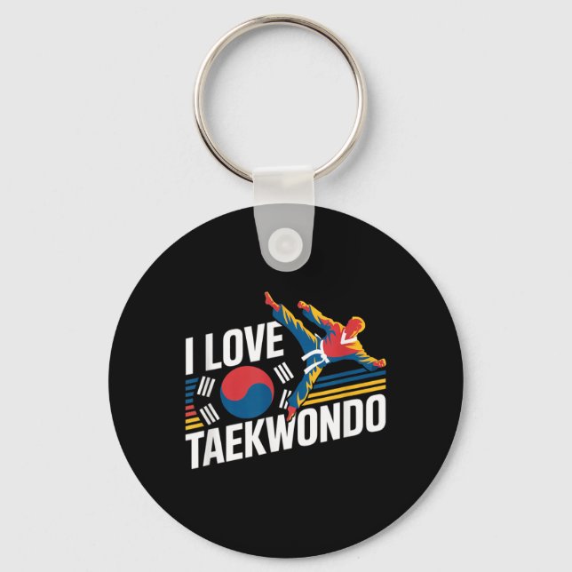 I Love Taekwondo Martial Arts Pride Key Ring (Front)