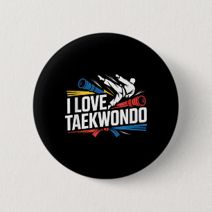 I Love Taekwondo Martial Arts Spirit 6 Cm Round Badge