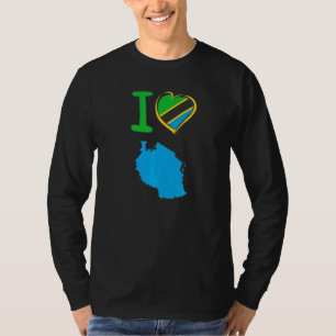 I love Tanzania Tanzanian flag in the shape of a h T-Shirt