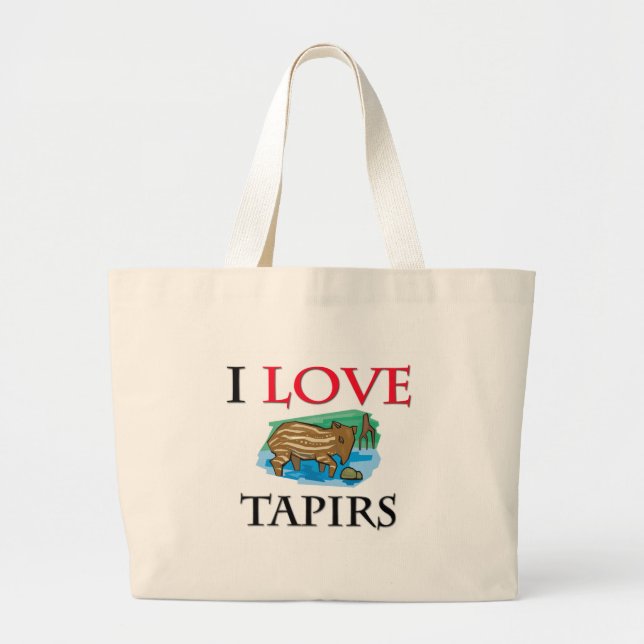 I Love Tapirs Large Tote Bag (Front)