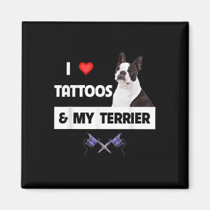 I Love Tattoos And My Border Collie Dog Tattooed M Magnet