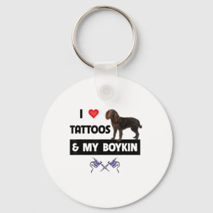 I Love Tattoos And My Boykin Spaniel Tattooed Dog Key Ring