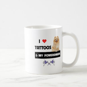 I Love Tattoos And My Pomeranian Dog Mum Dad Body  Coffee Mug