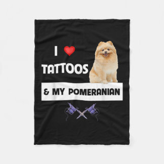 I Love Tattoos And My Pomeranian Dog Mum Dad Body Fleece Blanket