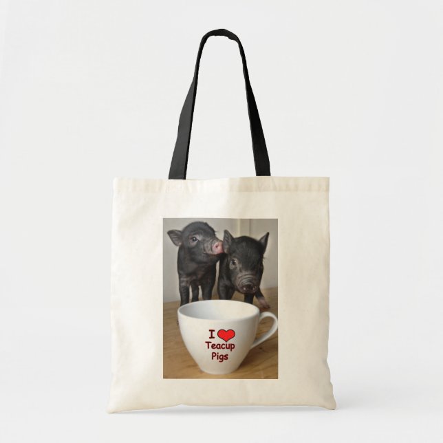 I Love Teacup Pigs Cotton Bag (Front)