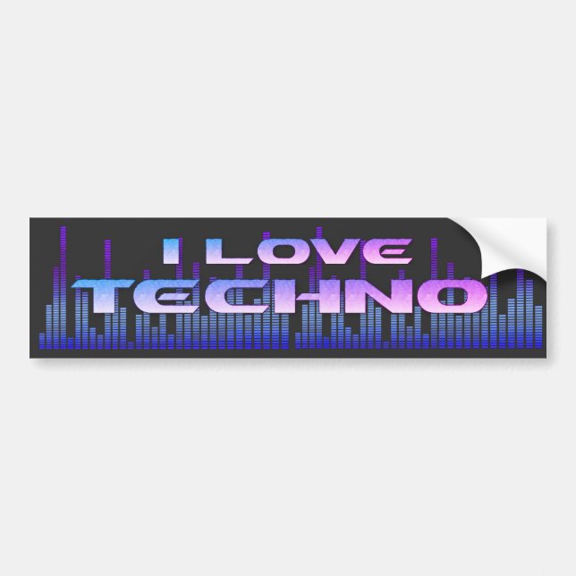 I love Techno Bumper Sticker (Front)