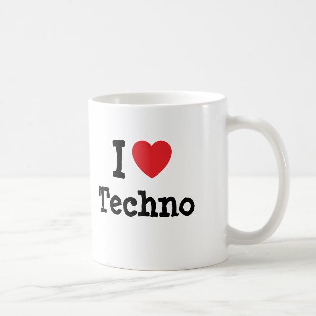 I love Techno heart custom personalised Coffee Mug (Right)