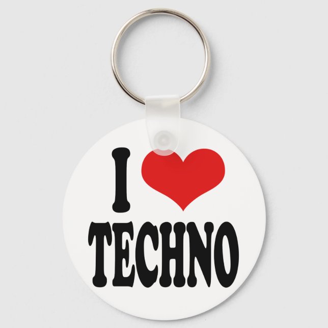 I Love Techno Key Ring (Front)