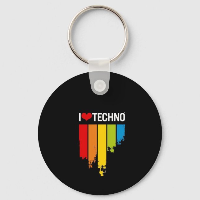 I Love Techno Key Ring (Front)