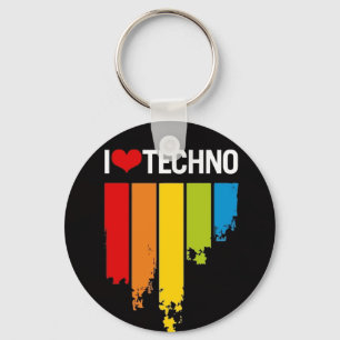I love techno key ring