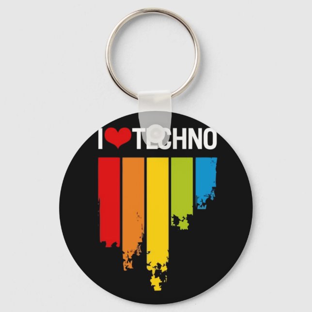I Love techno music Key Ring (Front)