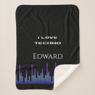 I love Techno Sherpa Blanket