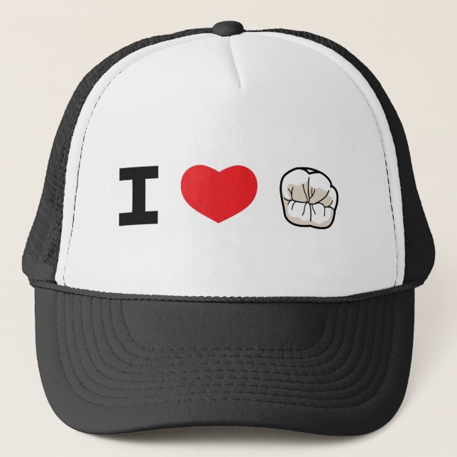 "I Love Teeth" Trucker Hat (Front)