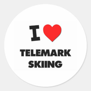 I Love Telemark Skiing Classic Round Sticker