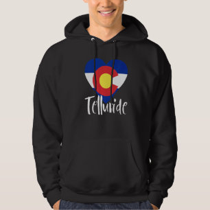 I Love Telluride Colorado Flag Heart Rocky Mountai Hoodie