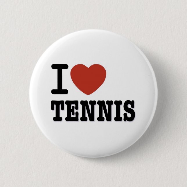 I LOVE TENNIS 6 CM ROUND BADGE (Front)