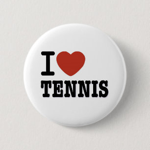 I LOVE TENNIS 6 CM ROUND BADGE