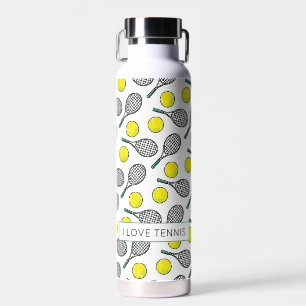 I LOVE TENNIS Balls Racquets Chic Sports Fun Water Bottle