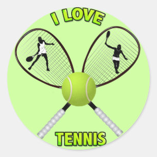 I LOVE TENNIS CLASSIC ROUND STICKER