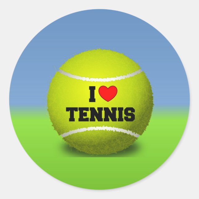 I Love Tennis Classic Round Sticker (Front)