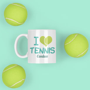 I Love Tennis Cute Custom Coffee Mug