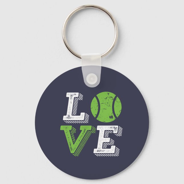 I Love Tennis Keep Calm and Play Tennis Key Ring (Front)