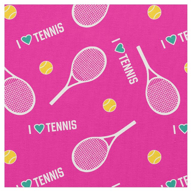 I love tennis on vivid pink and white fabric (Close Up)