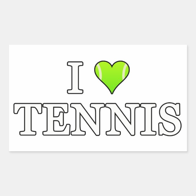 I Love Tennis Rectangular Sticker (Front)
