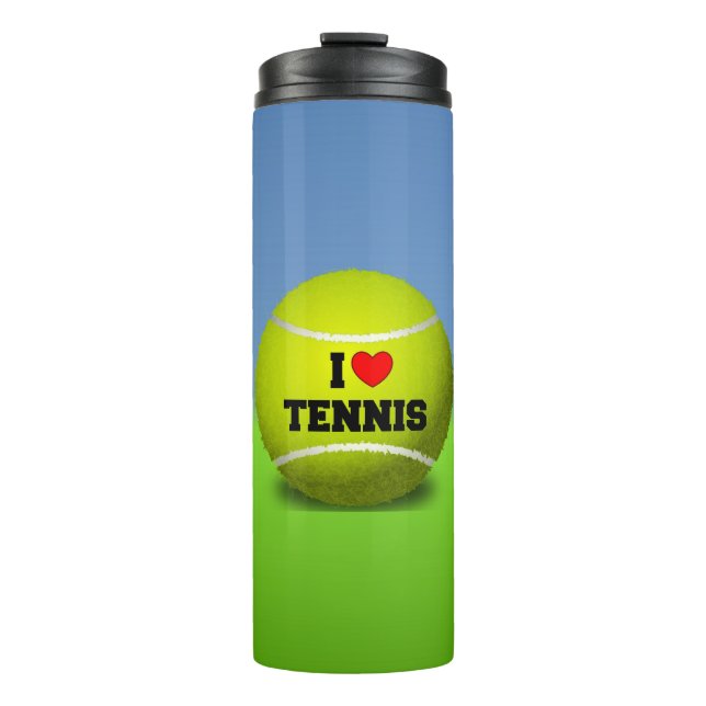I Love Tennis - tennis ball - grass Thermal Tumbler (Front)