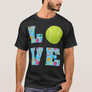 I Love Tennis Tennis Lovers Floral Gifts T-Shirt