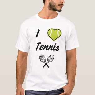 I Love Tennis Text Design T-Shirt