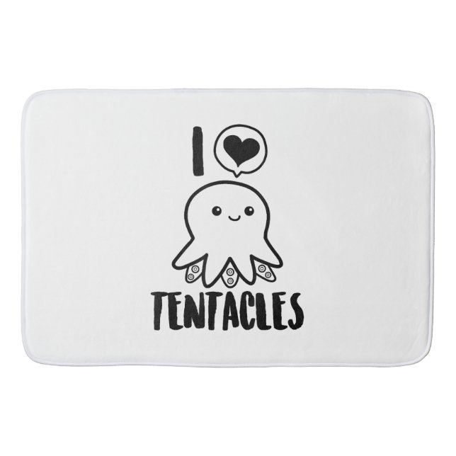 I Love Tentacles T-shirt Cute Octopus Tee Bath Mat (Front)